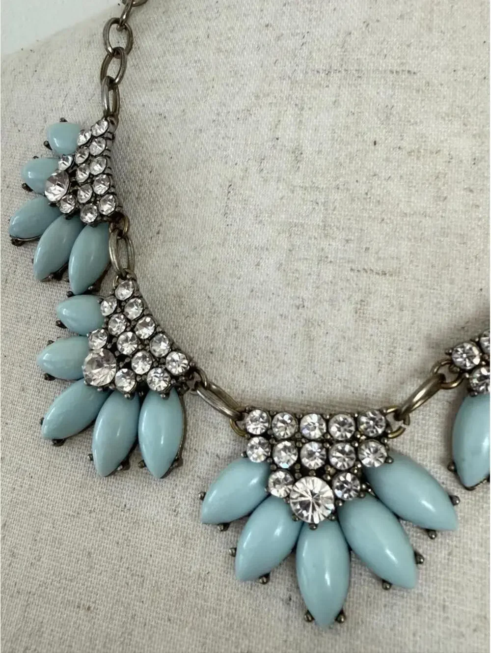J.Crew Blue Rhinestone Statement Necklace | 2010s
